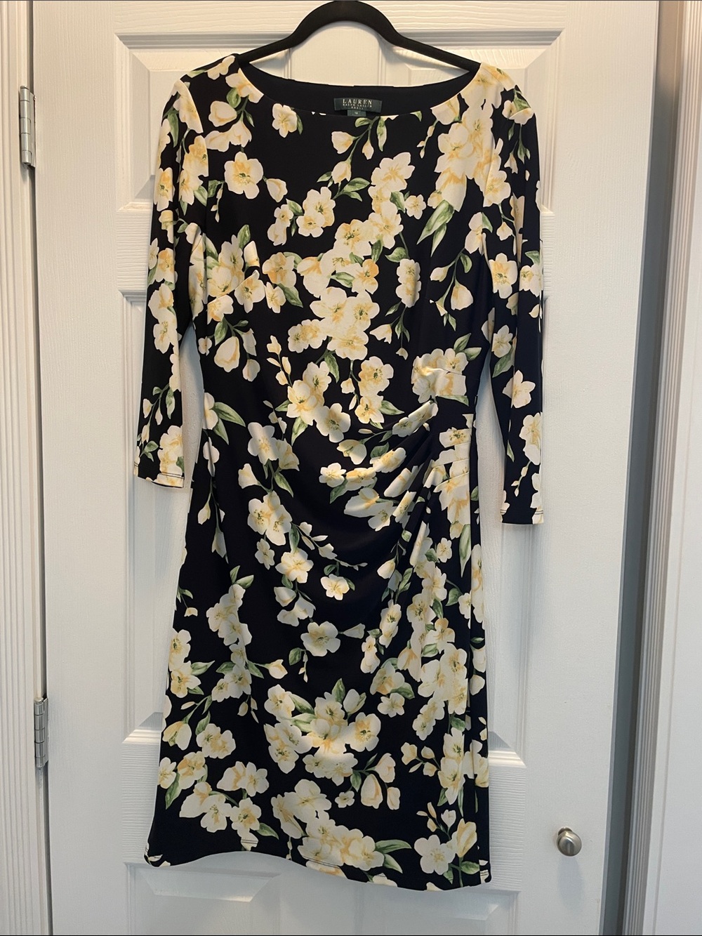Ralph Lauren Black Floral Long Sleeve Dress